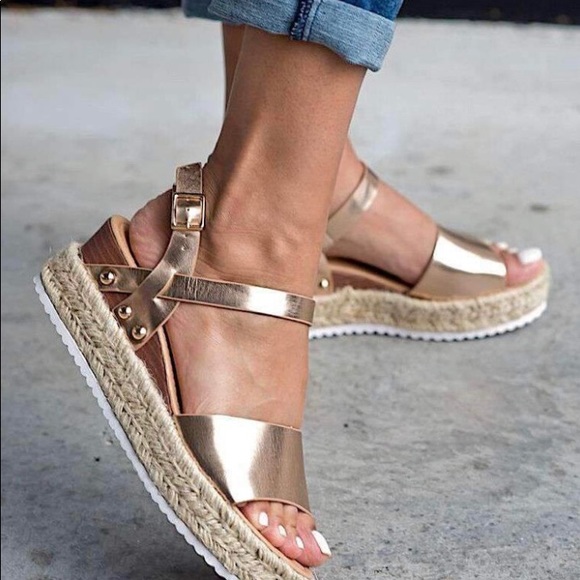 remy espadrille sandals rose gold